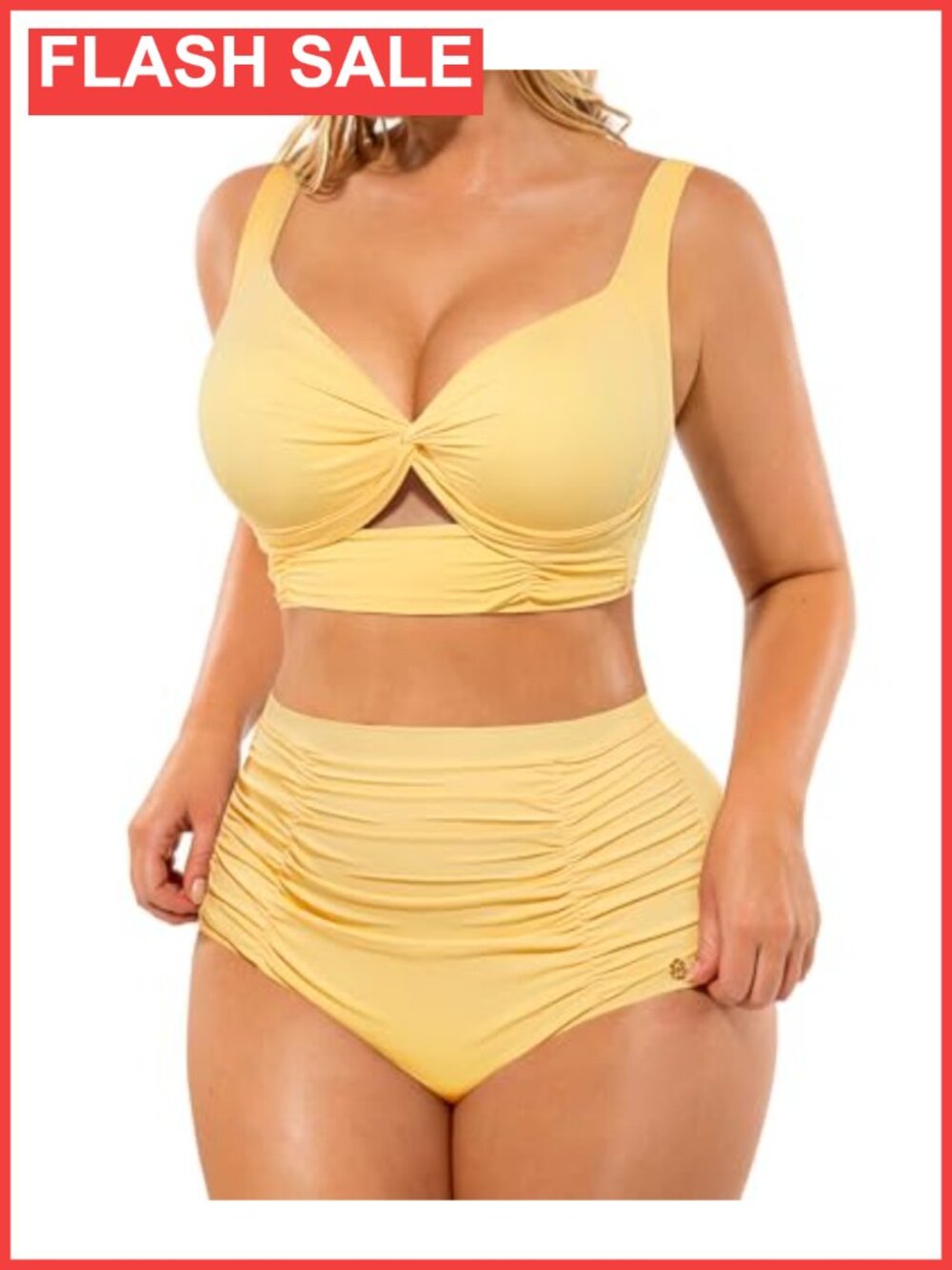 High Waisted Tummy Control Bikini Set Ruched Two Piece Swimsuit